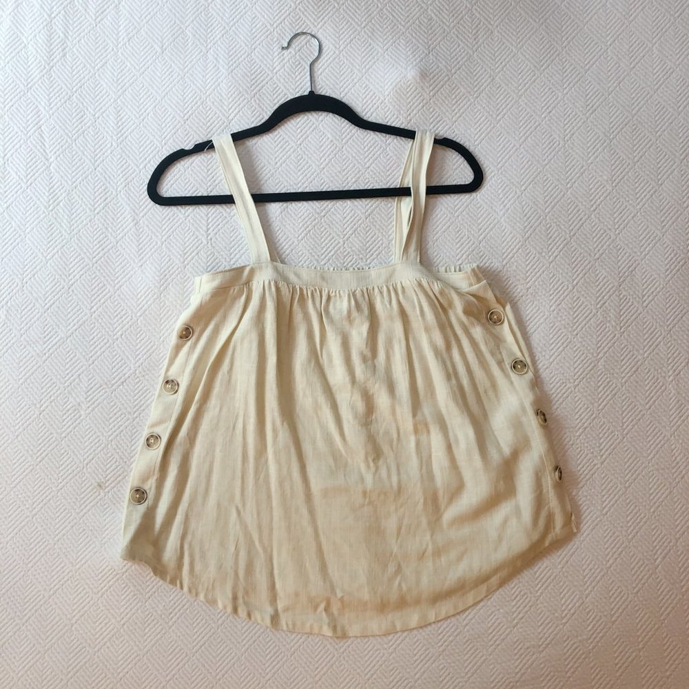 White Universal Thread Tank Top with Buttons